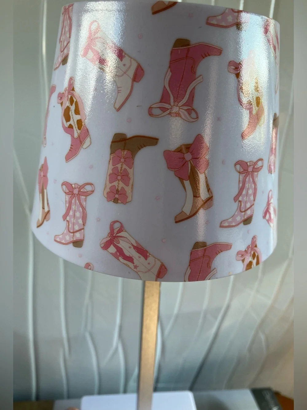 Pink LED Touch Lamp with Cowgirl Boot Shade